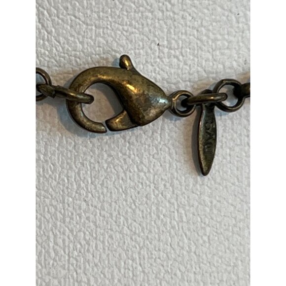 Vintage Avon SAQ Gold Tone Y Necklace Amber Brown Acrylic Cabochons Estate 16" - Picture 4 of 7